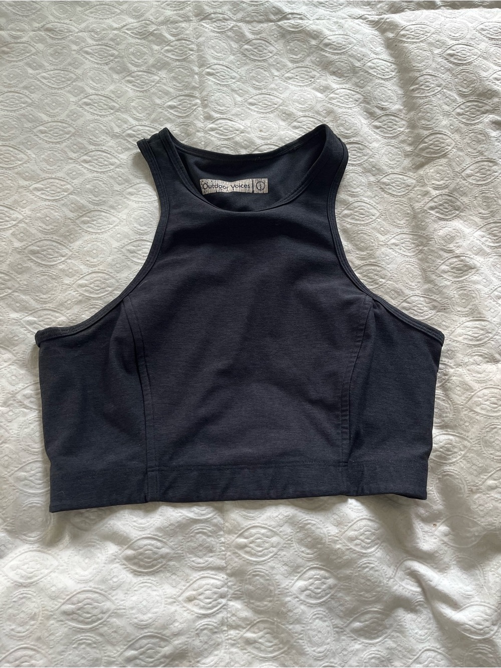 Outdoor Voices Black High-Neck Crop Tank size small